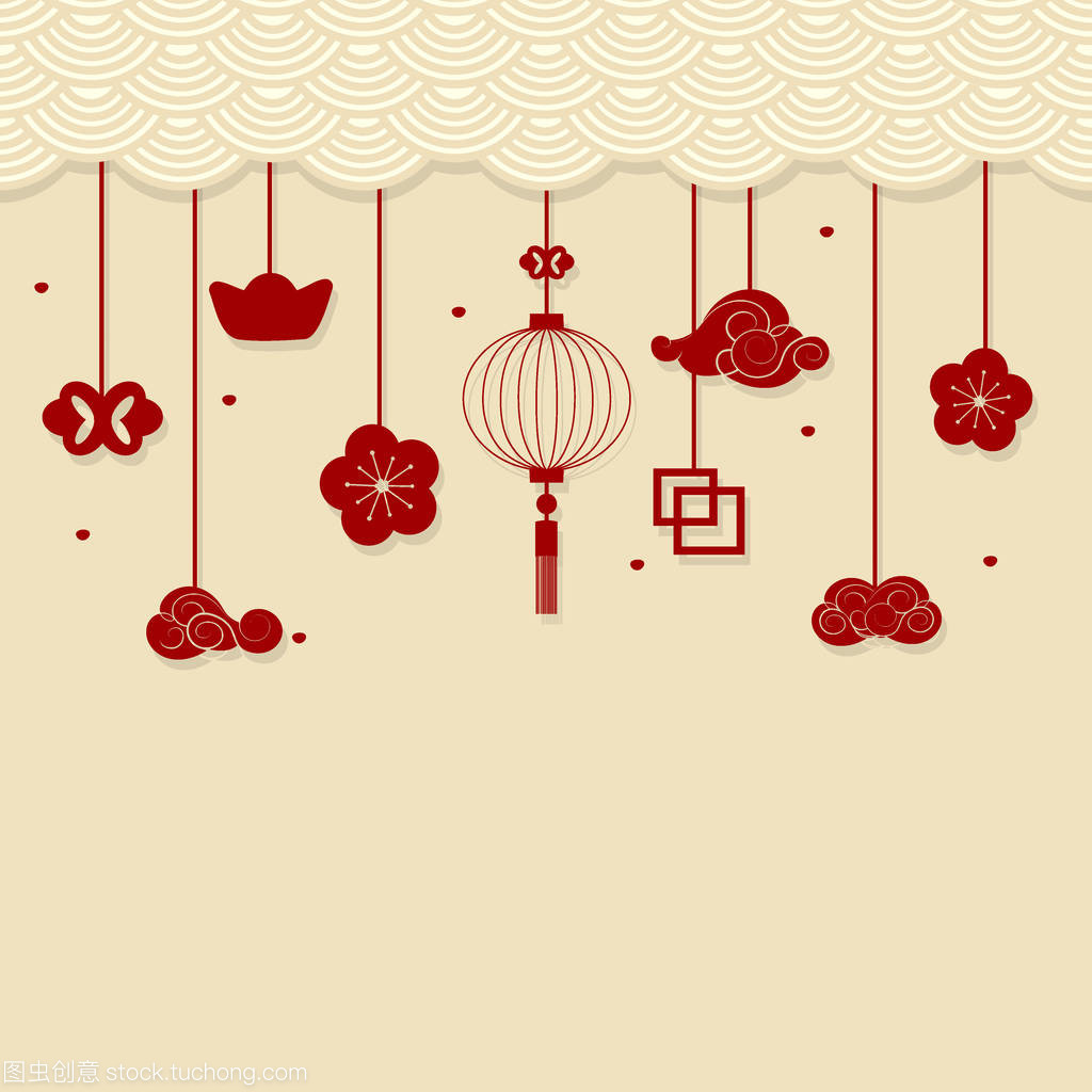 中国新年背景与农历新年装饰元素