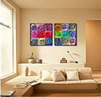 厂家直销抽象喷绘画 沙发墙与酒店装修的艺术选择